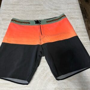 Billabong Orange and Black Men's Swim Shorts 38
